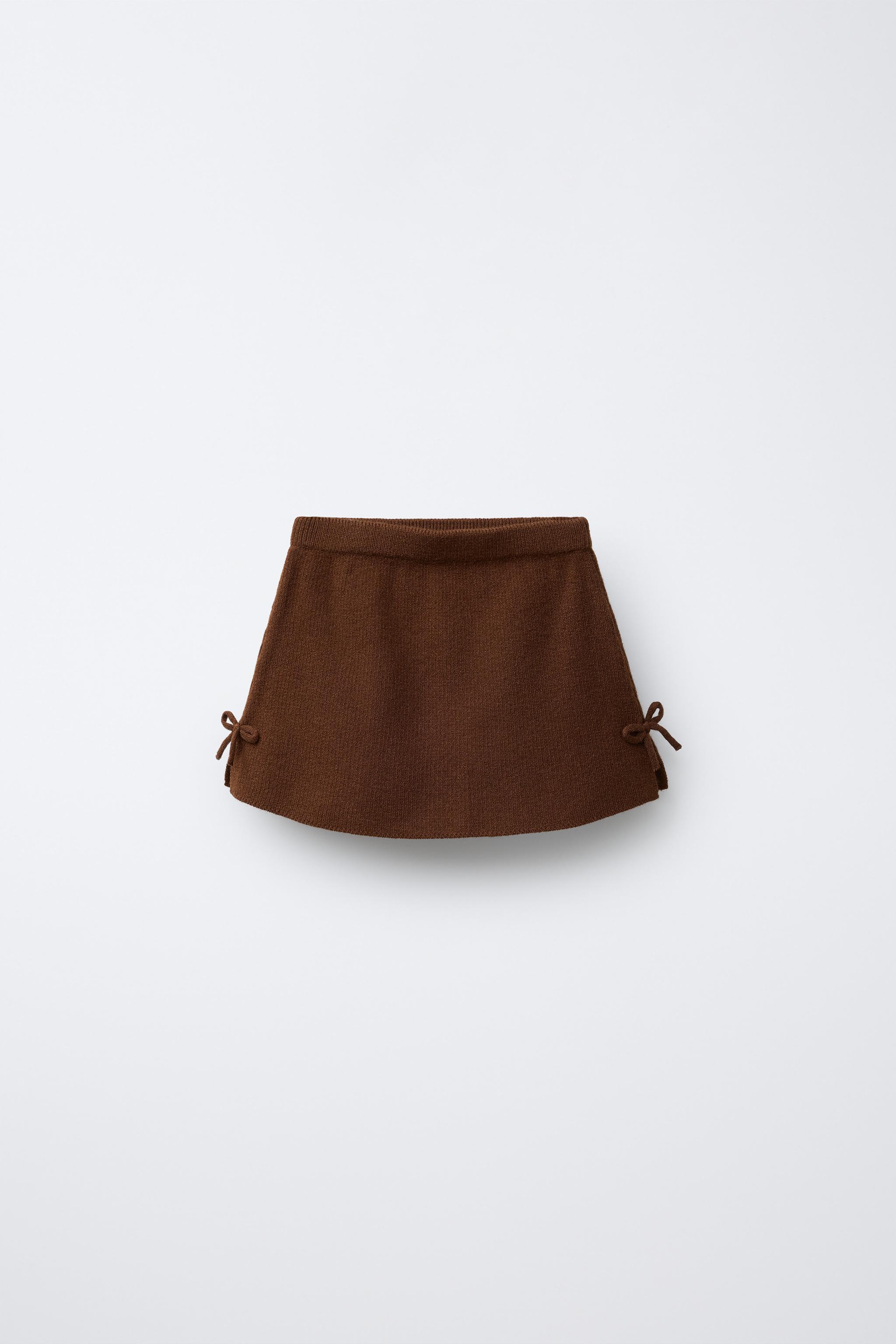 WOOL BLEND KNIT SKIRT WITH BOWS